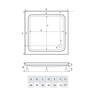 Carisma tuš kadica 80x80 