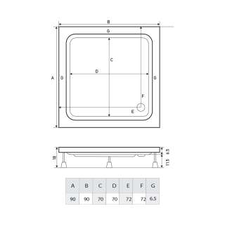 Carisma tuš kadica 90x90 