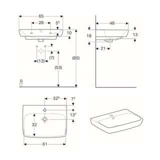 Selnova Square lavabo 65cm 