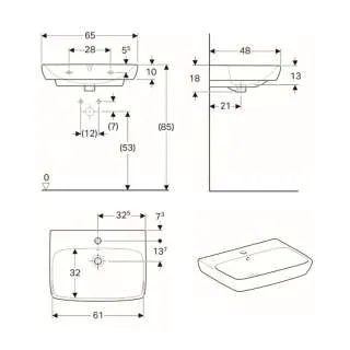 Selnova Square lavabo 65cm 