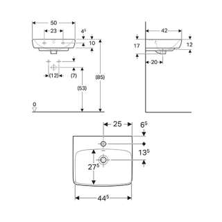 Selnova Square lavabo 50cm 