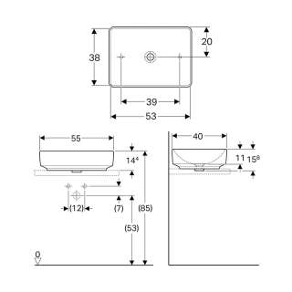 Variform nadgradni lavabo 55cm 