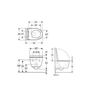 iCon konzolna WC šolja set rimfree 