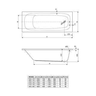 Korana kada 150x70cm set 