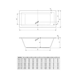 Plane kada 180x80 