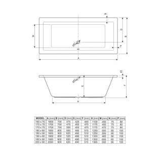 Plane kada 170x75 