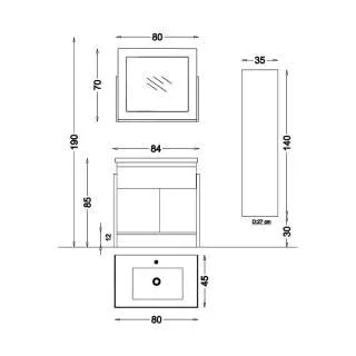 Galata kupatilski set 80cm 