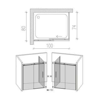Tuš paravan BR6610CG 80x100 