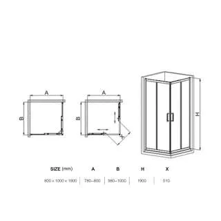 Tuš paravan Pan 80x100 