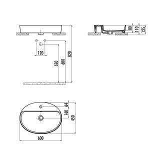 Loop lavabo sa rupom 60cm 