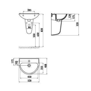 TP155 konzolni lavabo 52cm 