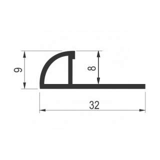 Alu lajsna ger poluobli 8mm Mat bronza 