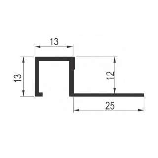 Alu lajsna ger kocka 12mm Mat srebro 