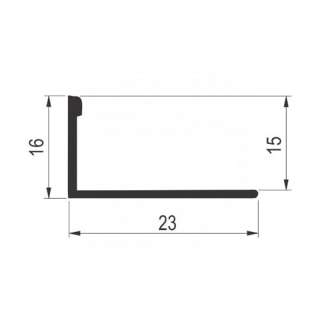 Alu lajsna ger ravni 15mm Mat srebro 