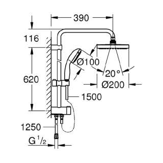 Tempesta 200 System usponski tuš 