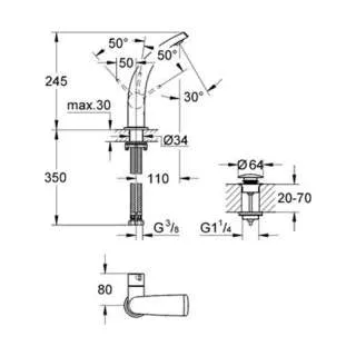 Ondus baterija za lavabo hrom/titanium 