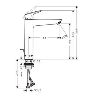 Logis 190 visoka baterija za lavabo 