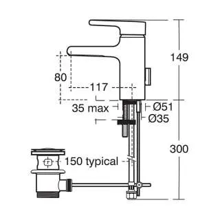 Attitude Waterfall baterija za lavabo 