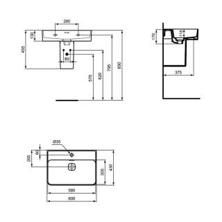 Strada II lavabo 60cm 