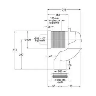 Odvodno koleno za monoblok Eurovit Rimless 