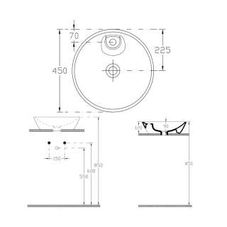 Sistema Y nadgradni lavabo 45cm matt white 