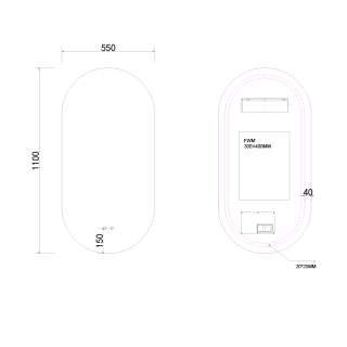 Ogledalo LED Kala 55x110 