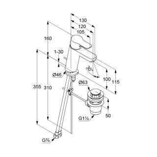 Pure&Easy baterija za lavabo 100 DN15 