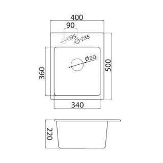 Granitna sudopera XQuadro 40 bela 