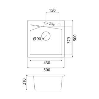 Granitna sudopera XLinea 50 crna 