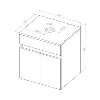 Rihtim ormarić za nadgradni lavabo 52cm 