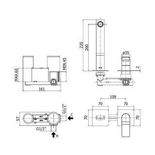 Tilt ugradna baterija za lavabo crna 