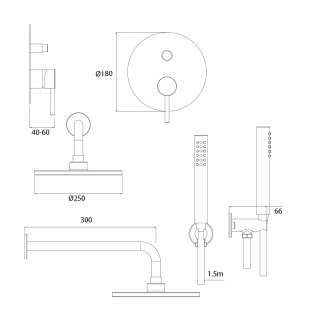 Ugradni tuš set ST2030 7/1 gold 
