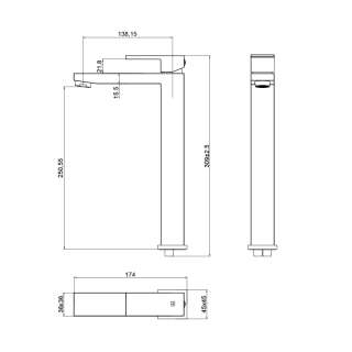 Quadro visoka baterija za lavabo 