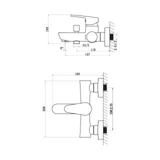 Baterija za kadu ST2561 Crna 