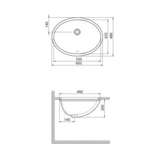 Podgradni lavabo 55cm 70100U 