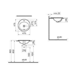 S20 ugradni lavabo 47.5cm 