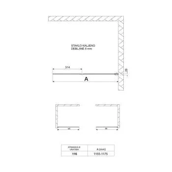 Paravan za kadu Titan II 114x140 dvodelni 