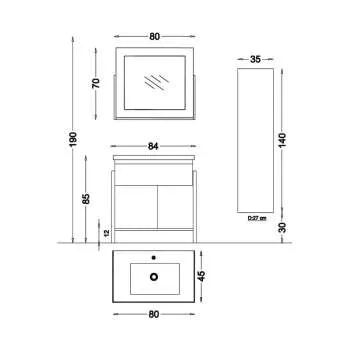 Galata kupatilski set 80cm 