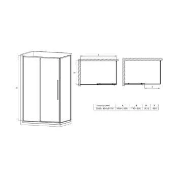 Tuš paravan Oto Black 80x100 