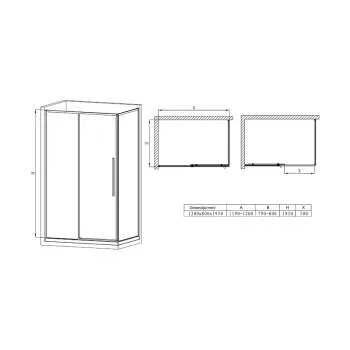 Tuš paravan Oto 80x120 
