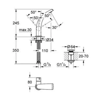 Ondus baterija za lavabo hrom/titanium 