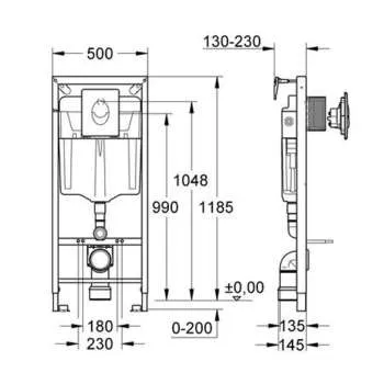 Grohe Rapid SL set 3 u 1 Elipsasta tipka 