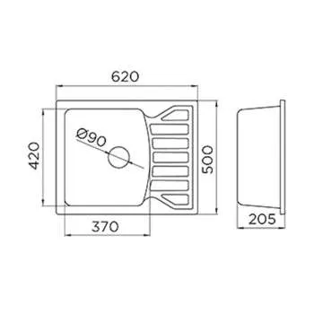 Granitna sudopera XQuadro M 62 crna 