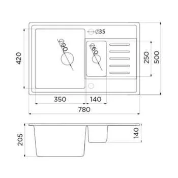 Granitna sudopera XQuadro 1.5D bež 