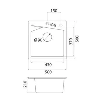 Granitna sudopera XLinea 50 bela 