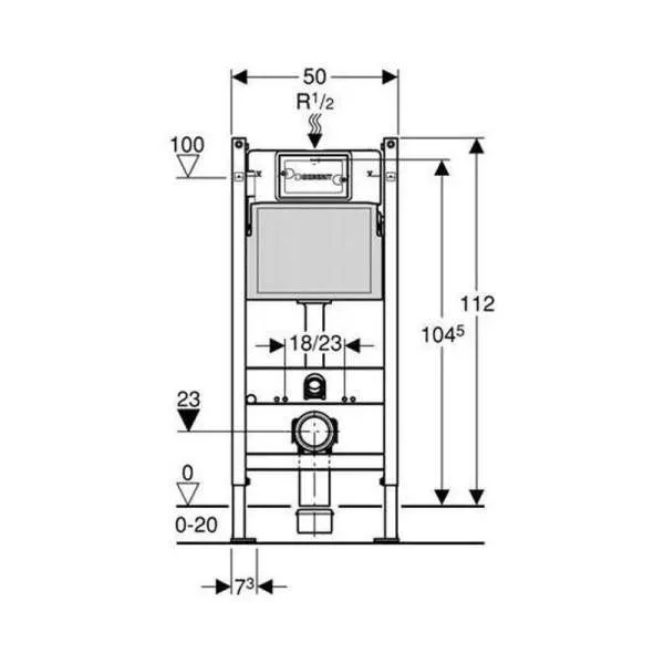 Geberit Duofix Delta 20 Basic set hrom mat tipka 