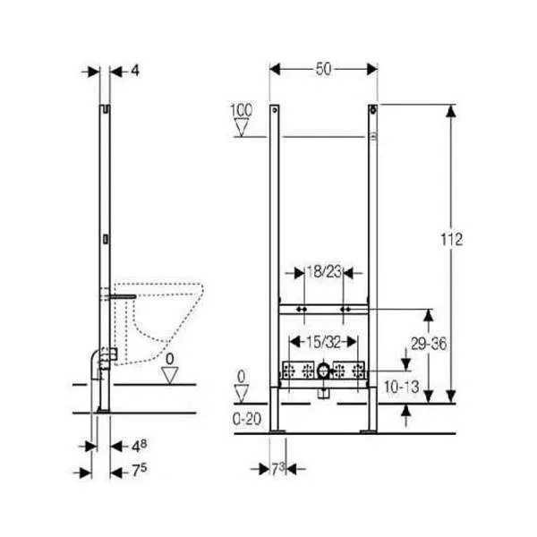 Geberit Duofix Delta montažni element za bide 111.534.00.1 