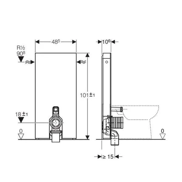 Geberit Monolith modul za WC šolju crni 