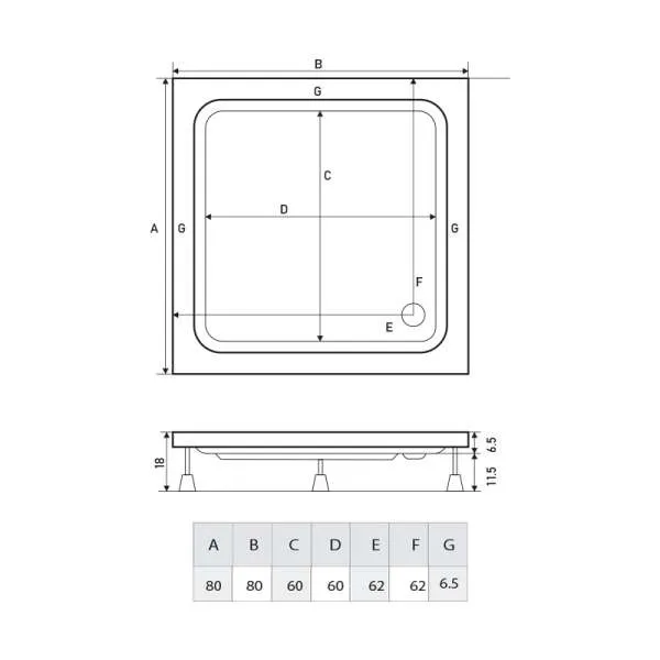 Carisma tuš kadica 80x80 