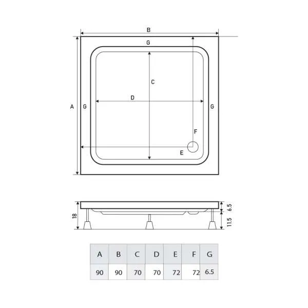 Carisma tuš kadica 90x90 